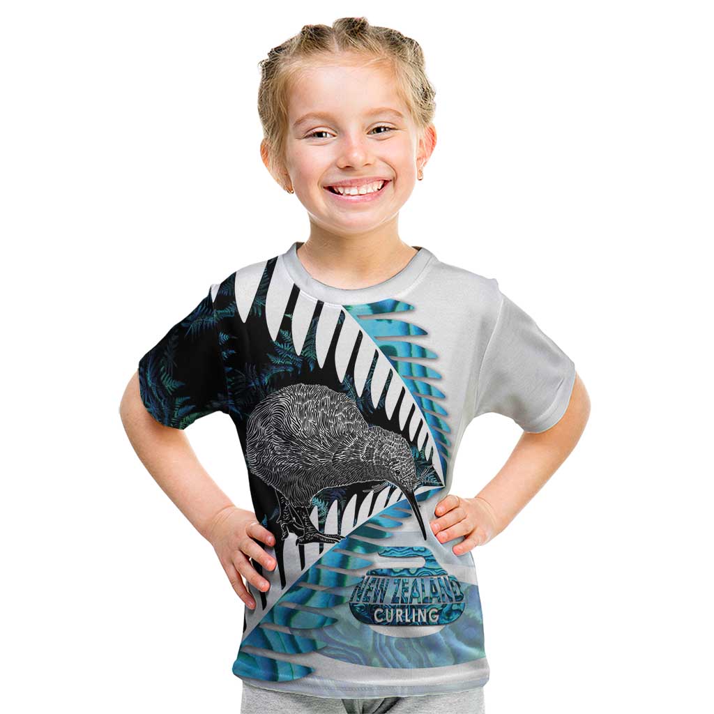 New Zealand Silver Fern Curling Personalised Kid T Shirt Aotearoa Kiwi Ponga Paua Shell Version - Aussie Hoodie