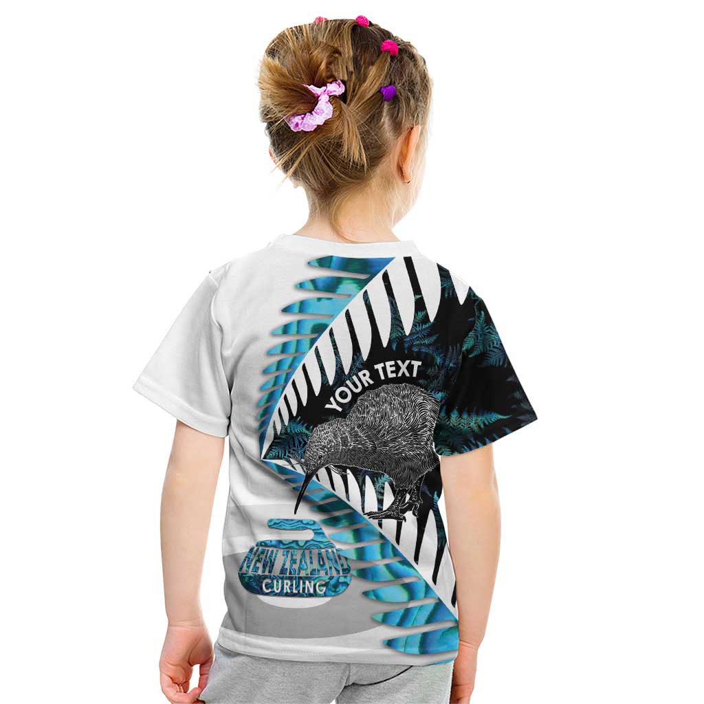 New Zealand Silver Fern Curling Personalised Kid T Shirt Aotearoa Kiwi Ponga Paua Shell Version - Aussie Hoodie
