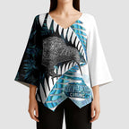 New Zealand Silver Fern Curling Personalised Kimono Sleeve Blouse Aotearoa Kiwi Ponga Paua Shell Version - Aussie Hoodie