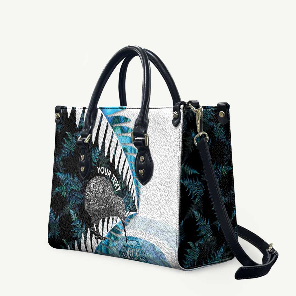 New Zealand Silver Fern Curling Personalised Leather Bag Aotearoa Kiwi Ponga Paua Shell Version - Aussie Hoodie