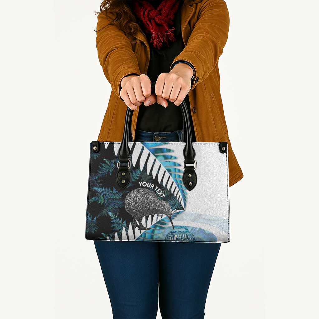 New Zealand Silver Fern Curling Personalised Leather Bag Aotearoa Kiwi Ponga Paua Shell Version - Aussie Hoodie