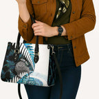 New Zealand Silver Fern Curling Personalised Leather Bag Aotearoa Kiwi Ponga Paua Shell Version - Aussie Hoodie
