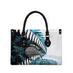 New Zealand Silver Fern Curling Personalised Leather Bag Aotearoa Kiwi Ponga Paua Shell Version - Aussie Hoodie
