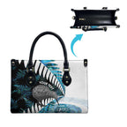New Zealand Silver Fern Curling Personalised Leather Bag Aotearoa Kiwi Ponga Paua Shell Version - Aussie Hoodie