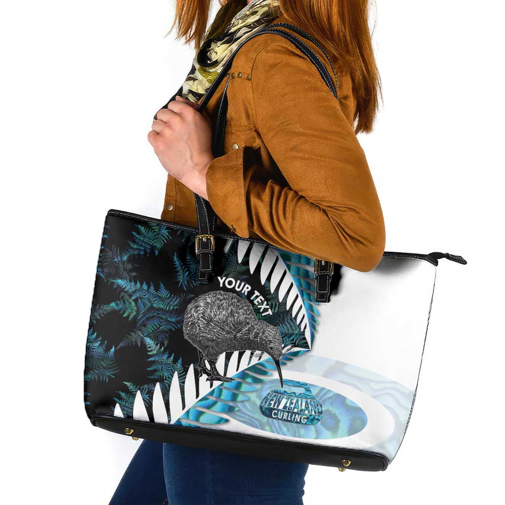 New Zealand Silver Fern Curling Personalised Leather Tote Bag Aotearoa Kiwi Ponga Paua Shell Version - Aussie Hoodie