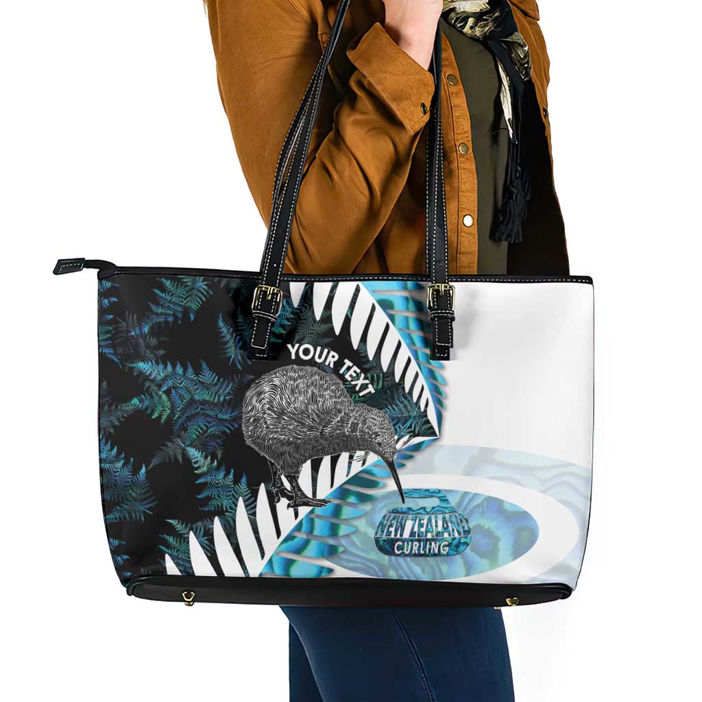 New Zealand Silver Fern Curling Personalised Leather Tote Bag Aotearoa Kiwi Ponga Paua Shell Version - Aussie Hoodie