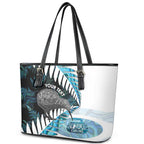 New Zealand Silver Fern Curling Personalised Leather Tote Bag Aotearoa Kiwi Ponga Paua Shell Version - Aussie Hoodie