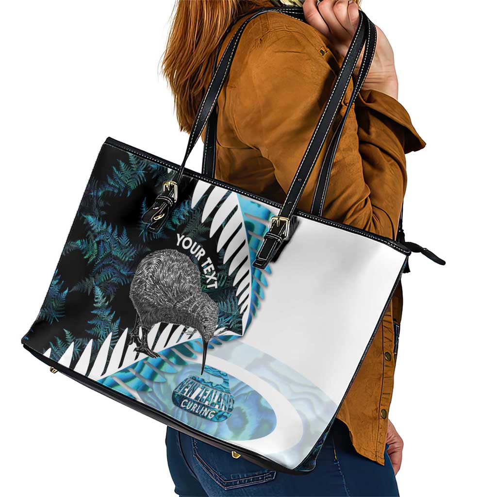 New Zealand Silver Fern Curling Personalised Leather Tote Bag Aotearoa Kiwi Ponga Paua Shell Version - Aussie Hoodie