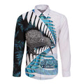 New Zealand Silver Fern Curling Personalised Long Sleeve Button Shirt Aotearoa Kiwi Ponga Paua Shell Version - Aussie Hoodie