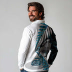 New Zealand Silver Fern Curling Personalised Long Sleeve Polo Shirt Aotearoa Kiwi Ponga Paua Shell Version - Aussie Hoodie