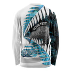 New Zealand Silver Fern Curling Personalised Long Sleeve Shirt Aotearoa Kiwi Ponga Paua Shell Version - Aussie Hoodie