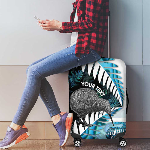 New Zealand Silver Fern Curling Personalised Luggage Cover Aotearoa Kiwi Ponga Paua Shell Version - Aussie Hoodie