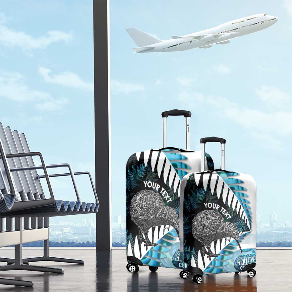New Zealand Silver Fern Curling Personalised Luggage Cover Aotearoa Kiwi Ponga Paua Shell Version - Aussie Hoodie