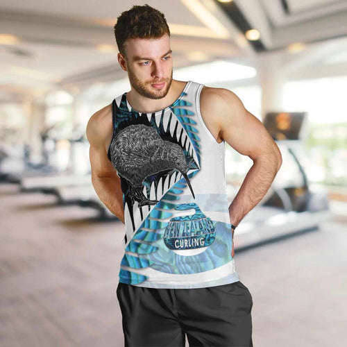 New Zealand Silver Fern Curling Personalised Men Tank Top Aotearoa Kiwi Ponga Paua Shell Version - Aussie Hoodie