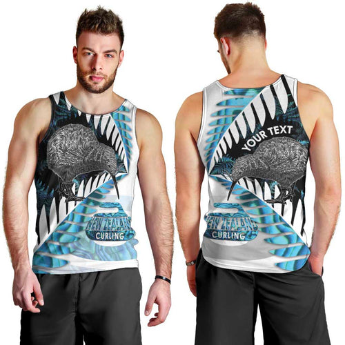 New Zealand Silver Fern Curling Personalised Men Tank Top Aotearoa Kiwi Ponga Paua Shell Version - Aussie Hoodie