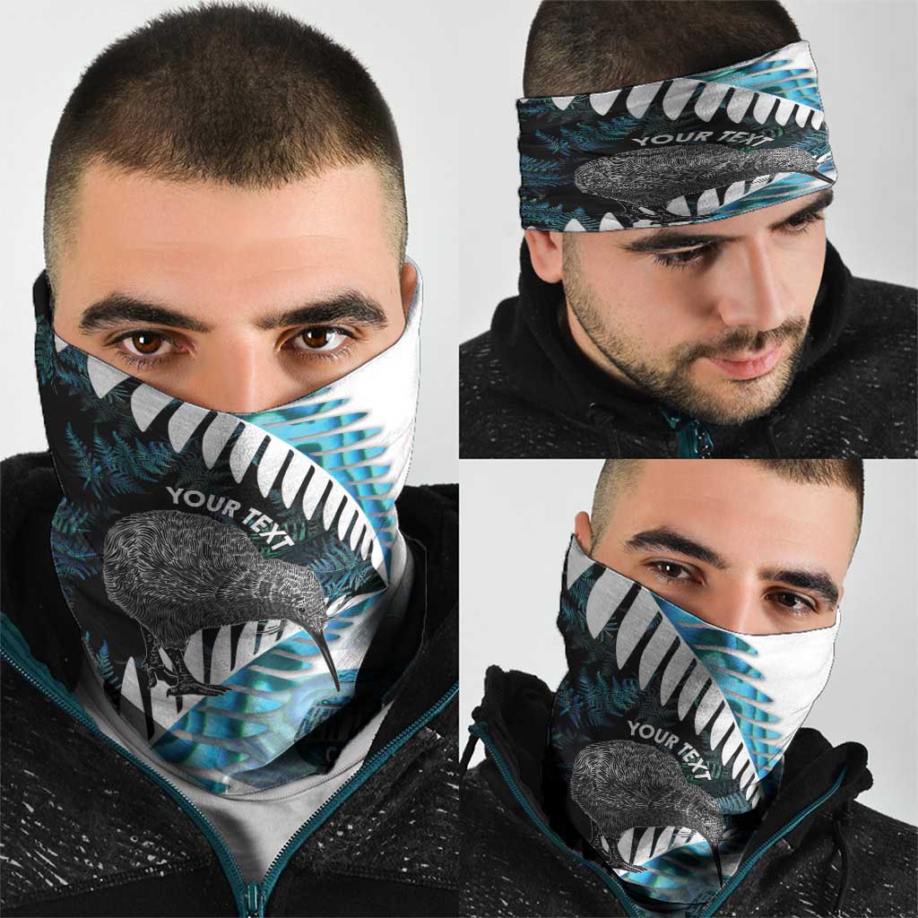New Zealand Silver Fern Curling Personalised Neck Gaiter Aotearoa Kiwi Ponga Paua Shell Version - Aussie Hoodie