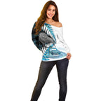 New Zealand Silver Fern Curling Personalised Off Shoulder Sweater Aotearoa Kiwi Ponga Paua Shell Version - Aussie Hoodie