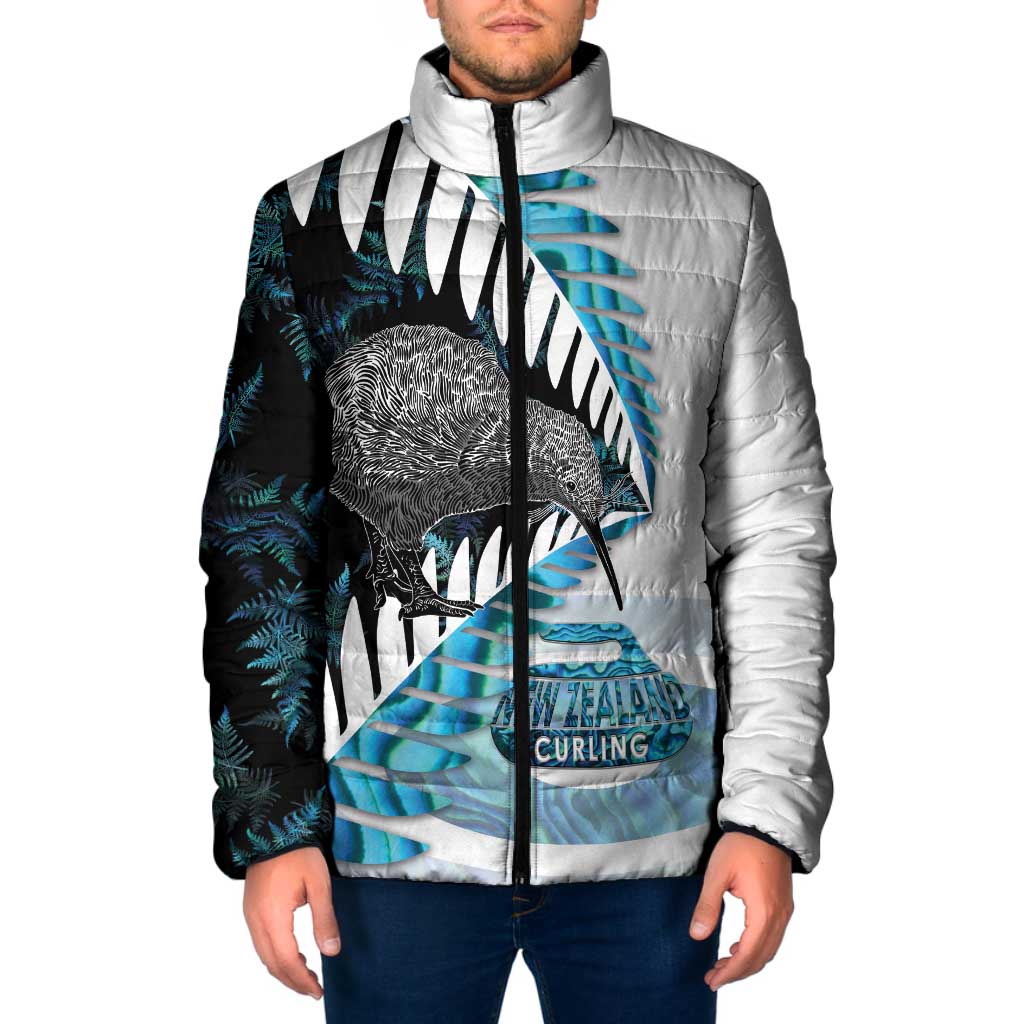 New Zealand Silver Fern Curling Personalised Padded Jacket Aotearoa Kiwi Ponga Paua Shell Version - Aussie Hoodie