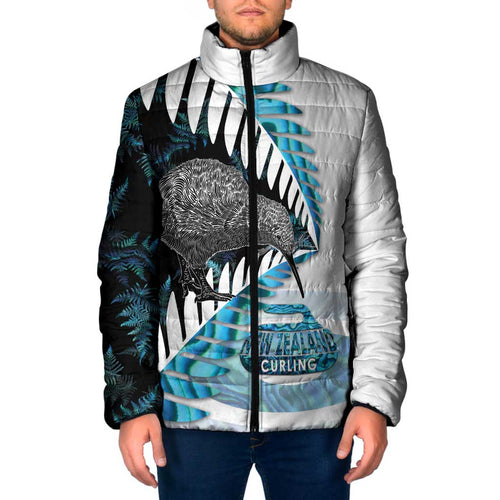 New Zealand Silver Fern Curling Personalised Padded Jacket Aotearoa Kiwi Ponga Paua Shell Version - Aussie Hoodie