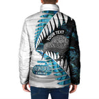 New Zealand Silver Fern Curling Personalised Padded Jacket Aotearoa Kiwi Ponga Paua Shell Version - Aussie Hoodie