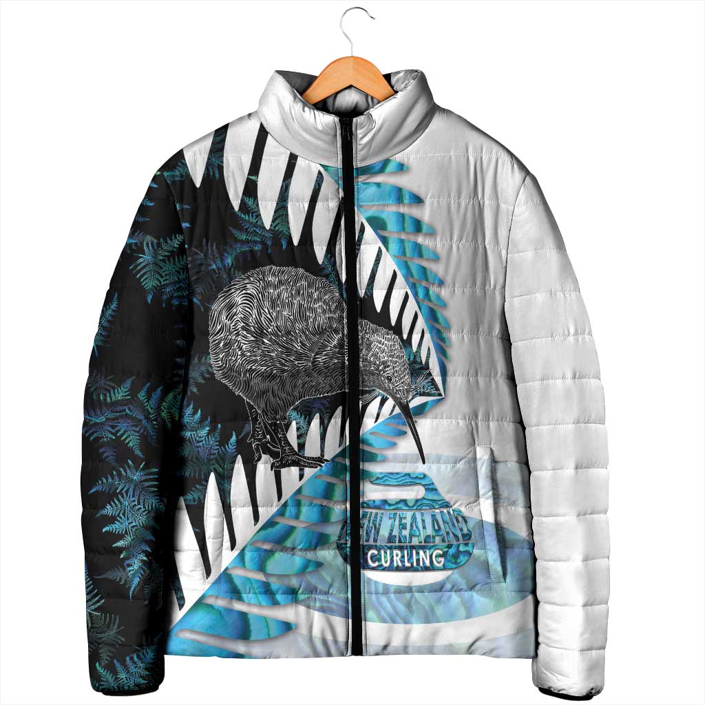 New Zealand Silver Fern Curling Personalised Padded Jacket Aotearoa Kiwi Ponga Paua Shell Version - Aussie Hoodie