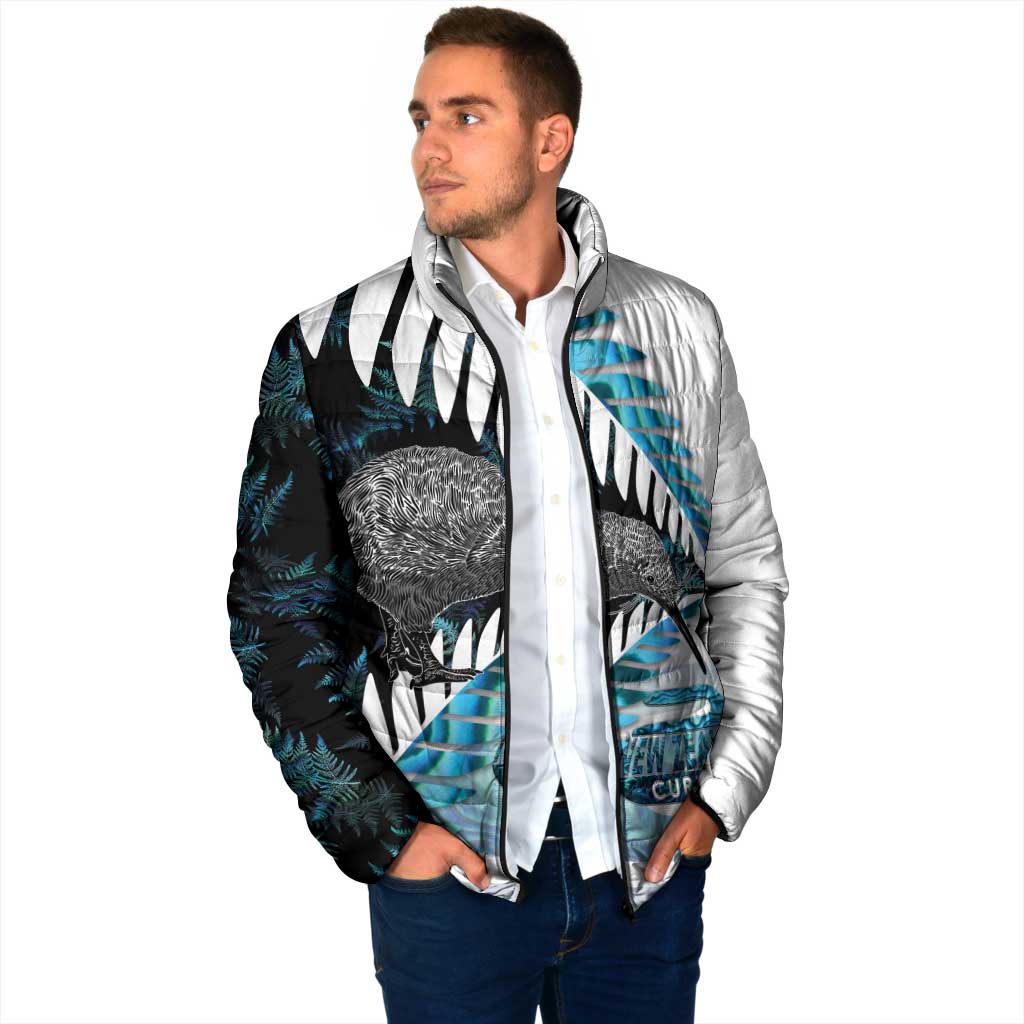 New Zealand Silver Fern Curling Personalised Padded Jacket Aotearoa Kiwi Ponga Paua Shell Version - Aussie Hoodie