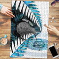 New Zealand Silver Fern Curling Personalised Puzzle Aotearoa Kiwi Ponga Paua Shell Version - Aussie Hoodie