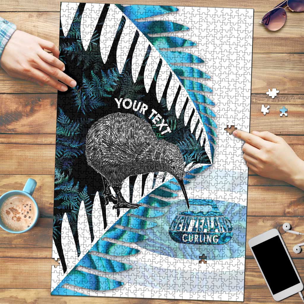 New Zealand Silver Fern Curling Personalised Puzzle Aotearoa Kiwi Ponga Paua Shell Version - Aussie Hoodie