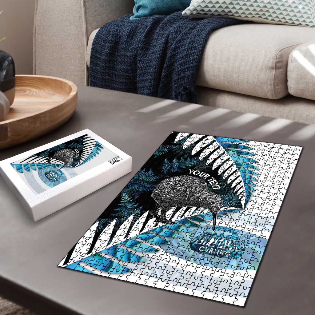 New Zealand Silver Fern Curling Personalised Puzzle Aotearoa Kiwi Ponga Paua Shell Version - Aussie Hoodie