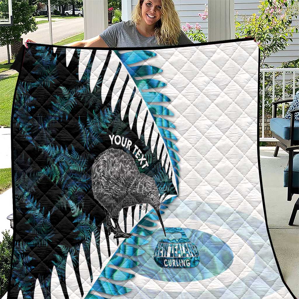 New Zealand Silver Fern Curling Personalised Quilt Aotearoa Kiwi Ponga Paua Shell Version - Aussie Hoodie