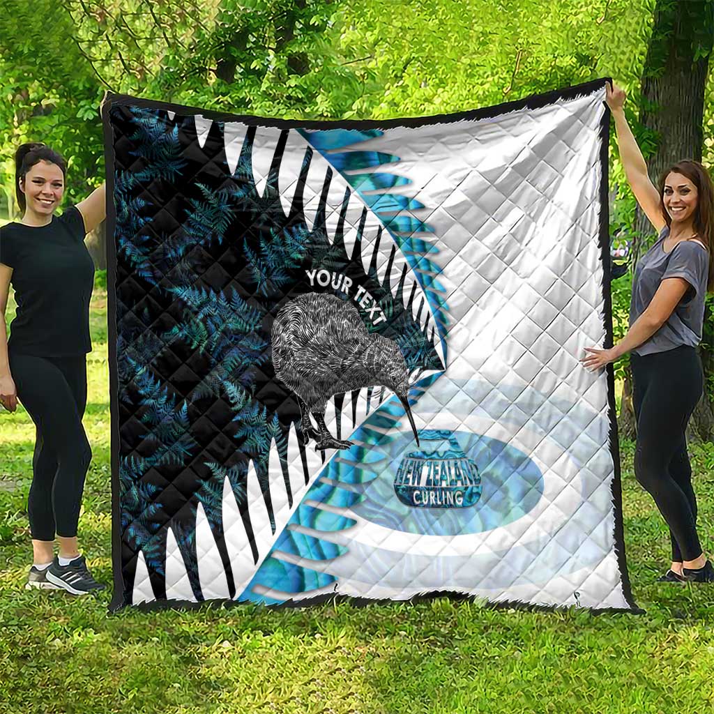 New Zealand Silver Fern Curling Personalised Quilt Aotearoa Kiwi Ponga Paua Shell Version - Aussie Hoodie