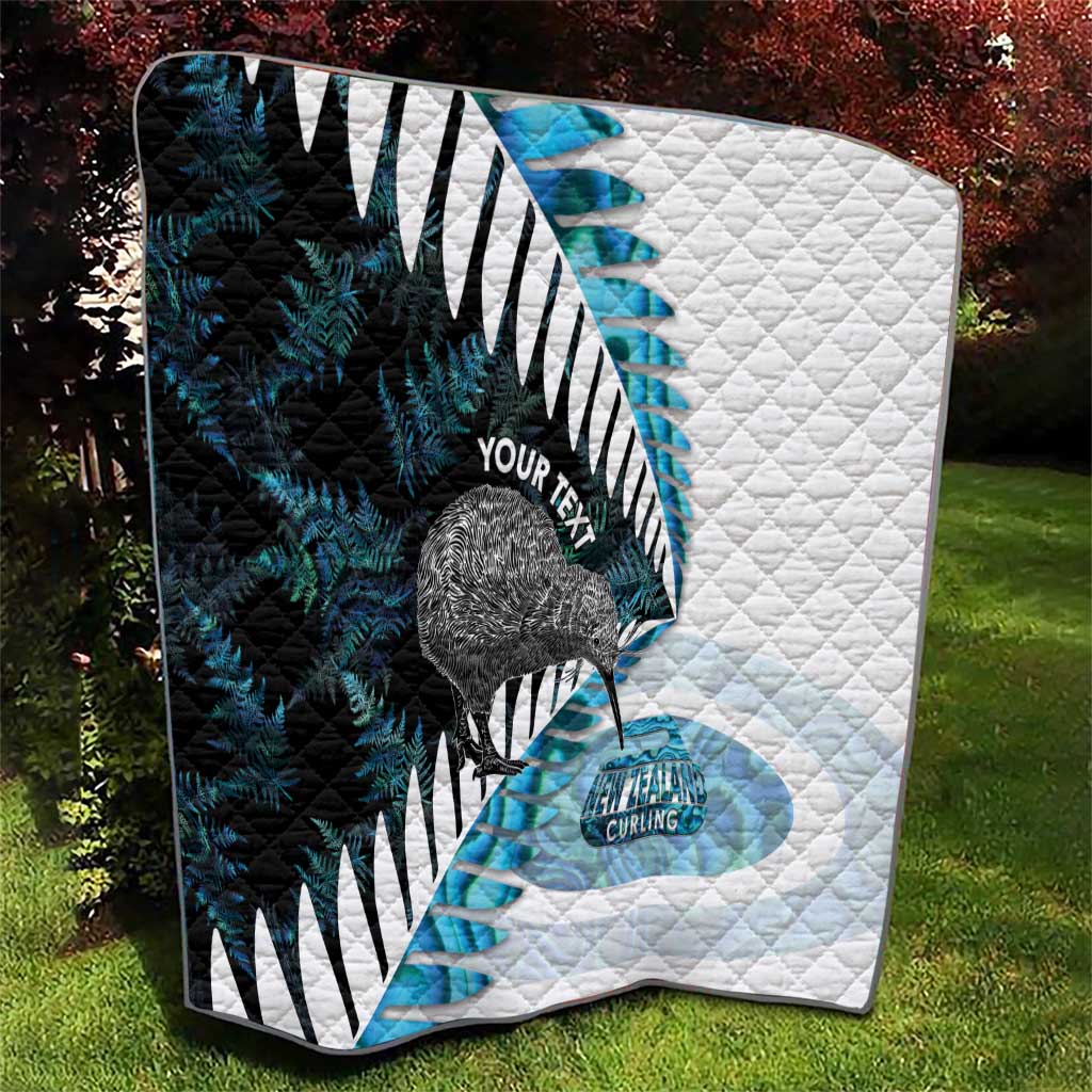 New Zealand Silver Fern Curling Personalised Quilt Aotearoa Kiwi Ponga Paua Shell Version - Aussie Hoodie
