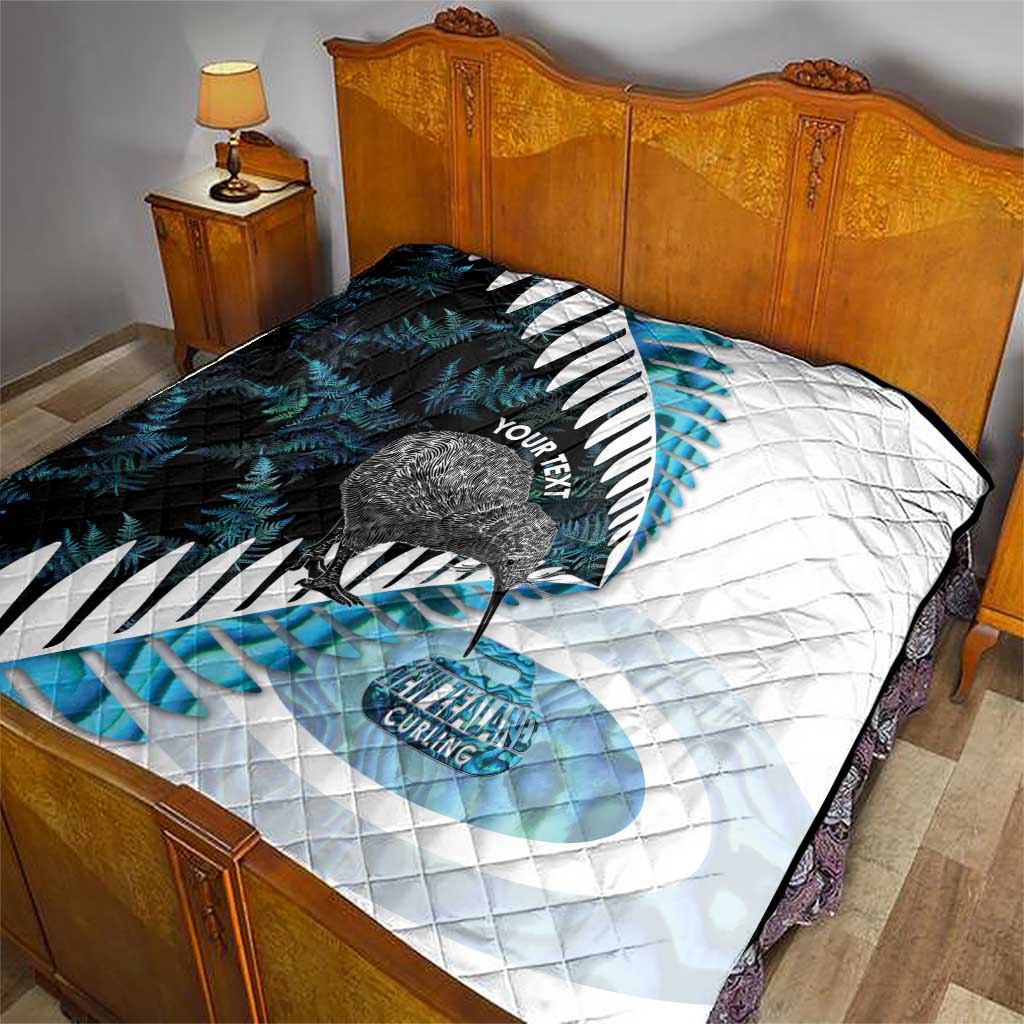 New Zealand Silver Fern Curling Personalised Quilt Aotearoa Kiwi Ponga Paua Shell Version - Aussie Hoodie