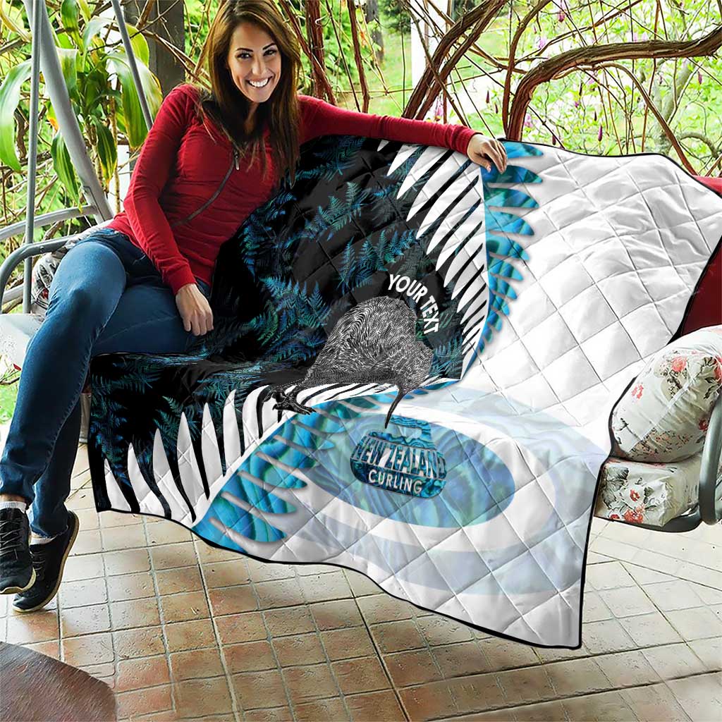 New Zealand Silver Fern Curling Personalised Quilt Aotearoa Kiwi Ponga Paua Shell Version - Aussie Hoodie
