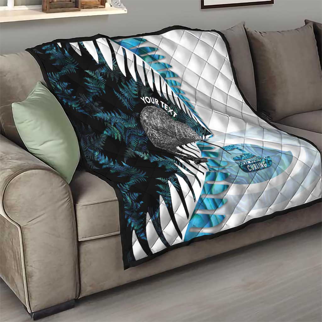 New Zealand Silver Fern Curling Personalised Quilt Aotearoa Kiwi Ponga Paua Shell Version - Aussie Hoodie