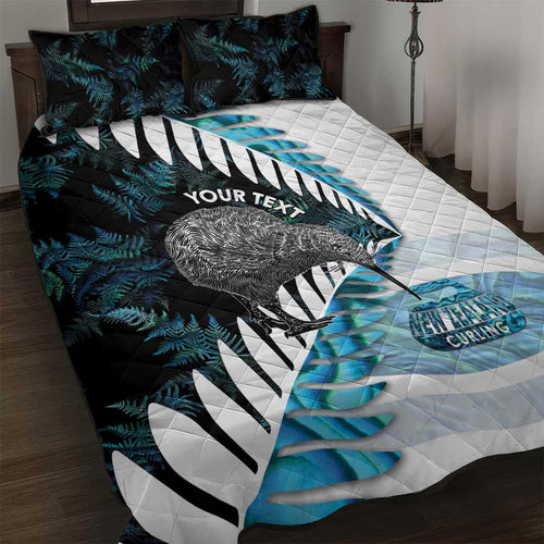 New Zealand Silver Fern Curling Personalised Quilt Bed Set Aotearoa Kiwi Ponga Paua Shell Version - Aussie Hoodie