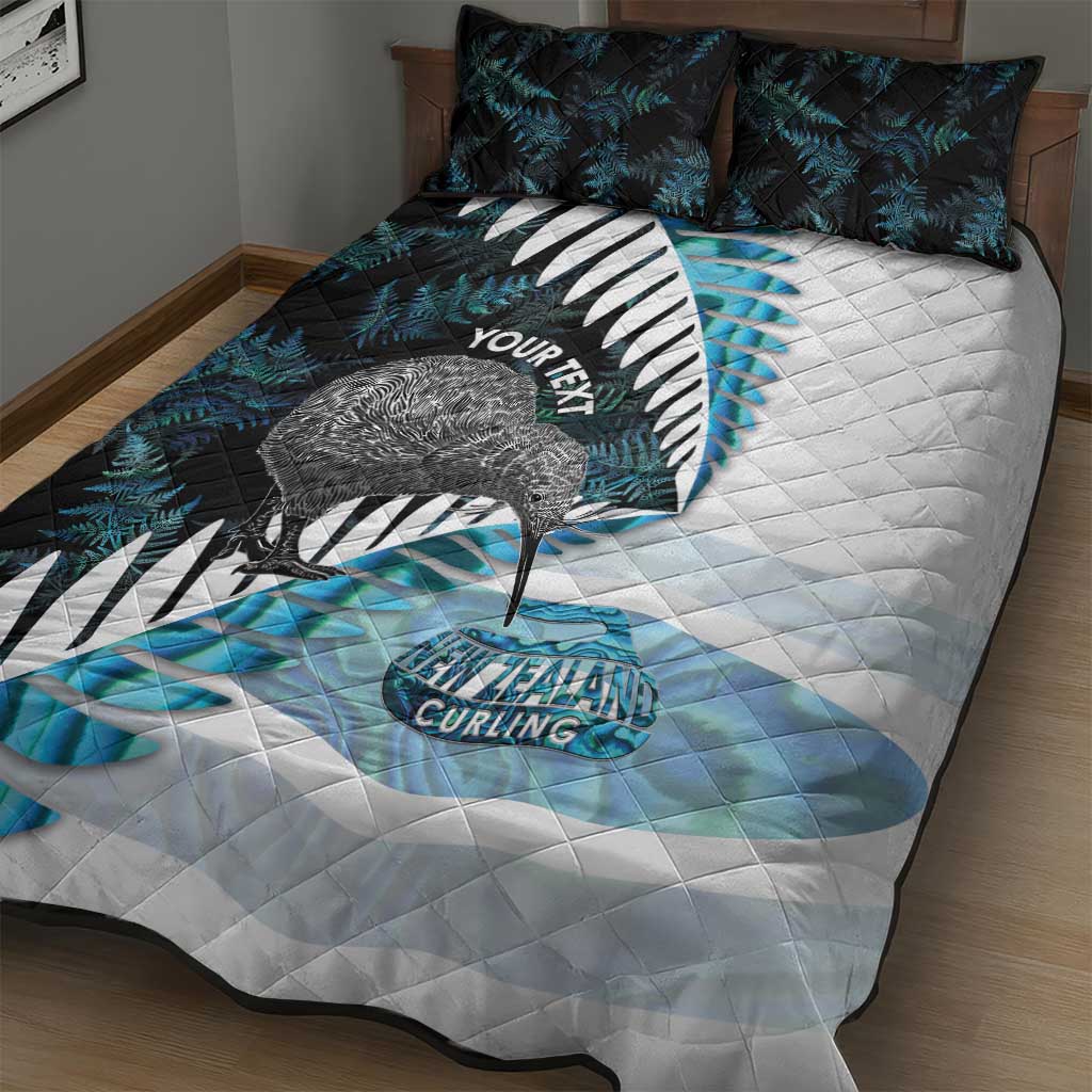 New Zealand Silver Fern Curling Personalised Quilt Bed Set Aotearoa Kiwi Ponga Paua Shell Version - Aussie Hoodie