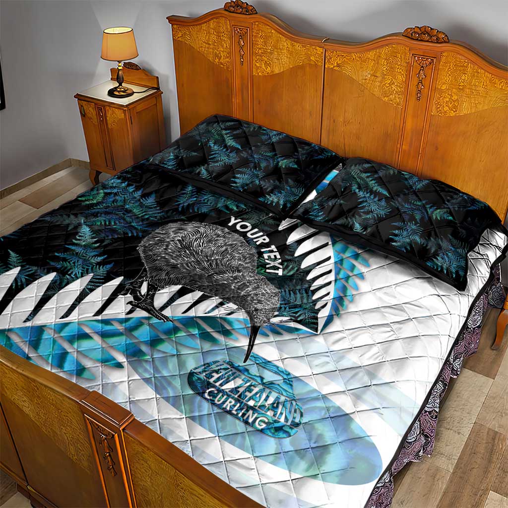 New Zealand Silver Fern Curling Personalised Quilt Bed Set Aotearoa Kiwi Ponga Paua Shell Version - Aussie Hoodie