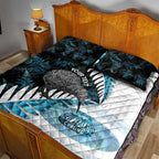 New Zealand Silver Fern Curling Personalised Quilt Bed Set Aotearoa Kiwi Ponga Paua Shell Version - Aussie Hoodie