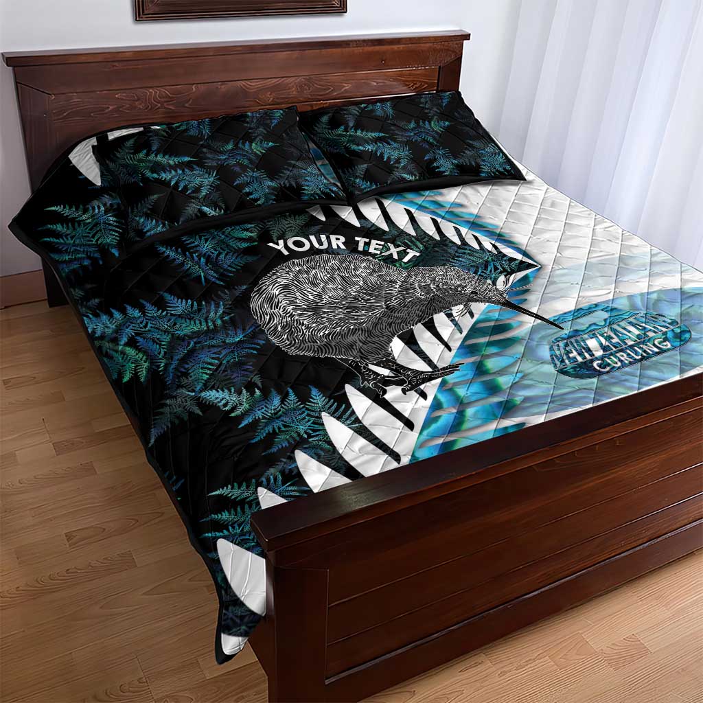 New Zealand Silver Fern Curling Personalised Quilt Bed Set Aotearoa Kiwi Ponga Paua Shell Version - Aussie Hoodie