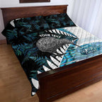 New Zealand Silver Fern Curling Personalised Quilt Bed Set Aotearoa Kiwi Ponga Paua Shell Version - Aussie Hoodie