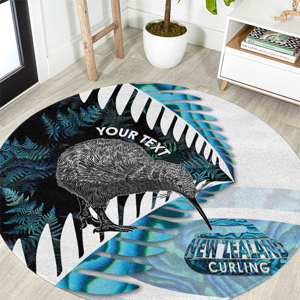 New Zealand Silver Fern Curling Personalised Round Carpet Aotearoa Kiwi Ponga Paua Shell Version - Aussie Hoodie