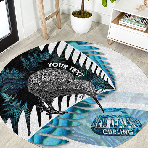 New Zealand Silver Fern Curling Personalised Round Carpet Aotearoa Kiwi Ponga Paua Shell Version - Aussie Hoodie