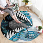 New Zealand Silver Fern Curling Personalised Round Carpet Aotearoa Kiwi Ponga Paua Shell Version - Aussie Hoodie