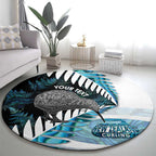 New Zealand Silver Fern Curling Personalised Round Carpet Aotearoa Kiwi Ponga Paua Shell Version - Aussie Hoodie