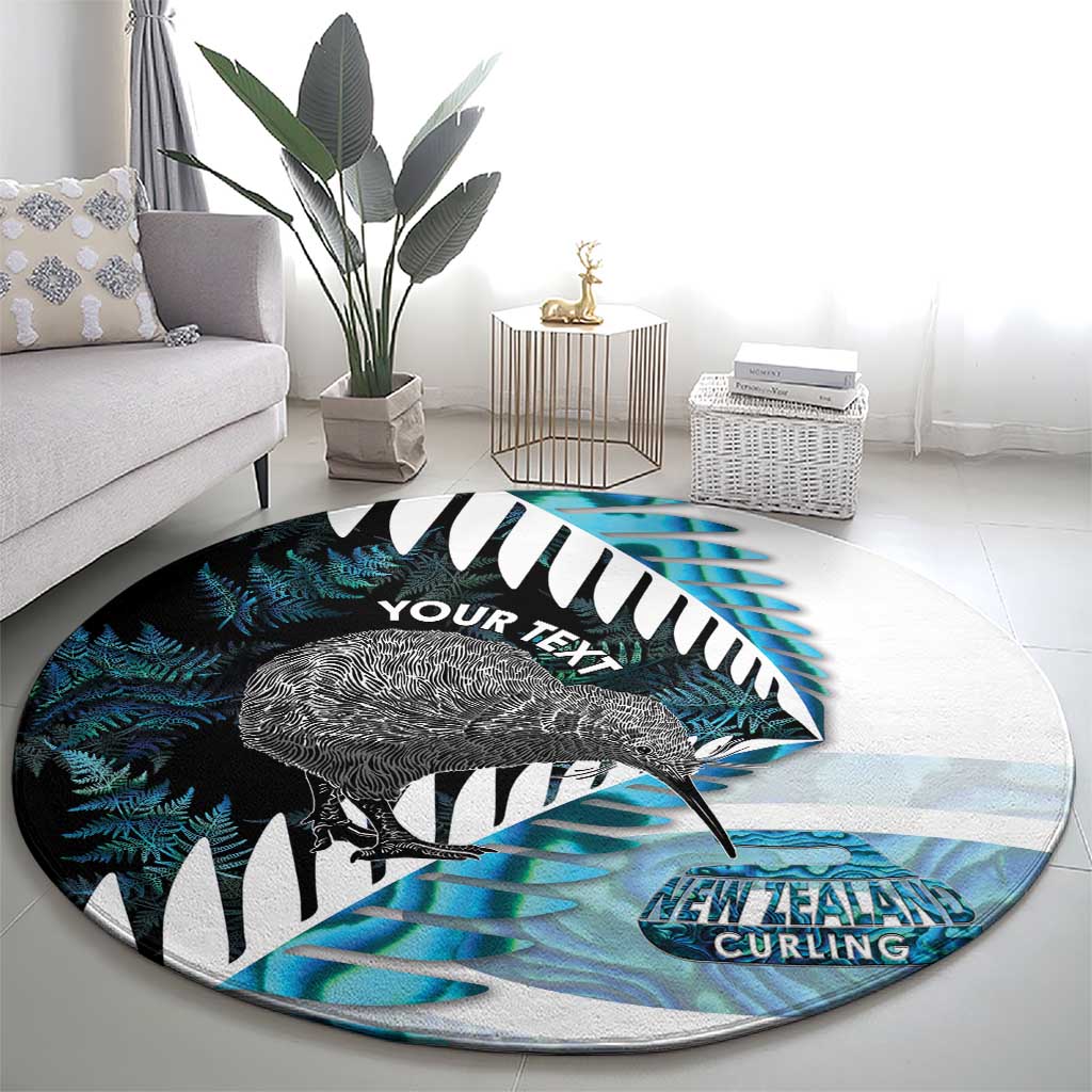 New Zealand Silver Fern Curling Personalised Round Carpet Aotearoa Kiwi Ponga Paua Shell Version - Aussie Hoodie