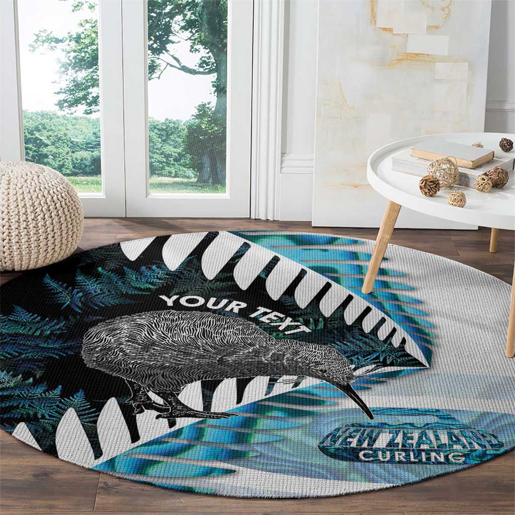 New Zealand Silver Fern Curling Personalised Round Carpet Aotearoa Kiwi Ponga Paua Shell Version - Aussie Hoodie