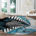 New Zealand Silver Fern Curling Personalised Round Carpet Aotearoa Kiwi Ponga Paua Shell Version - Aussie Hoodie