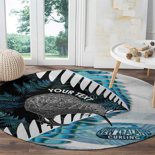 New Zealand Silver Fern Curling Personalised Round Carpet Aotearoa Kiwi Ponga Paua Shell Version - Aussie Hoodie