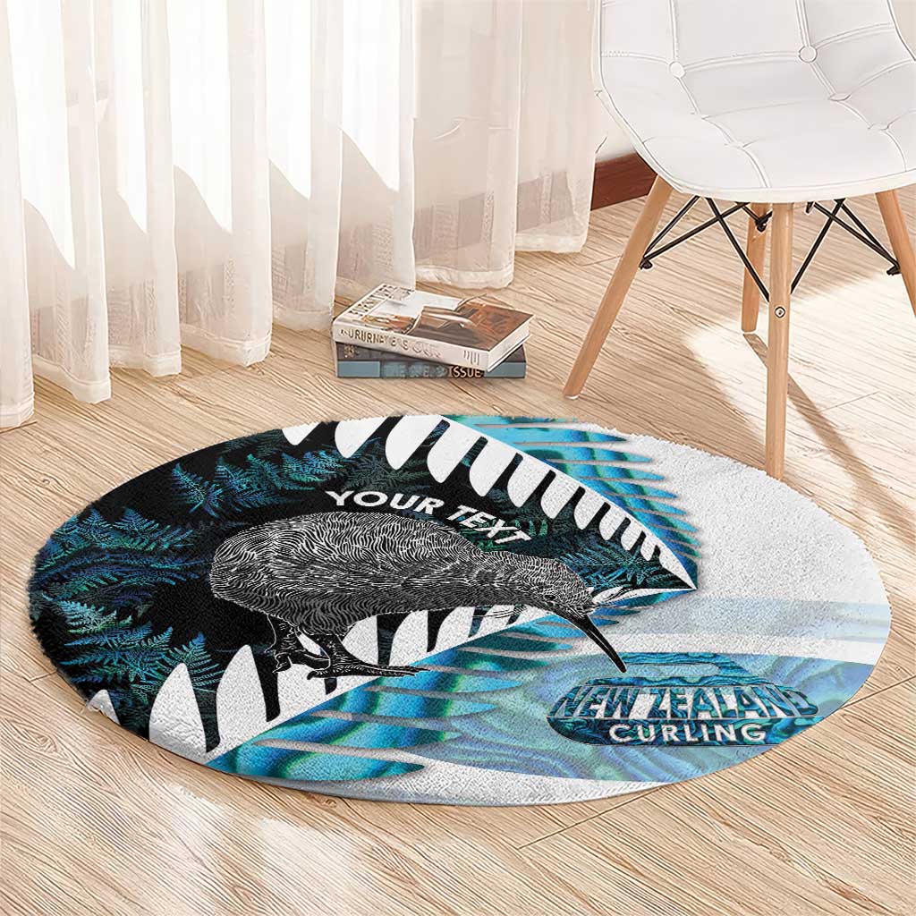New Zealand Silver Fern Curling Personalised Round Carpet Aotearoa Kiwi Ponga Paua Shell Version - Aussie Hoodie